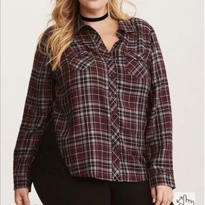 Torrid Plaid Lace Inset Camp Shirt size 2X women’s plaid button down plus size